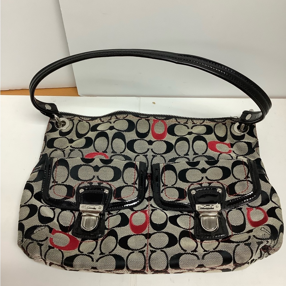 Coach, cross body bag, red, black, and white KS3